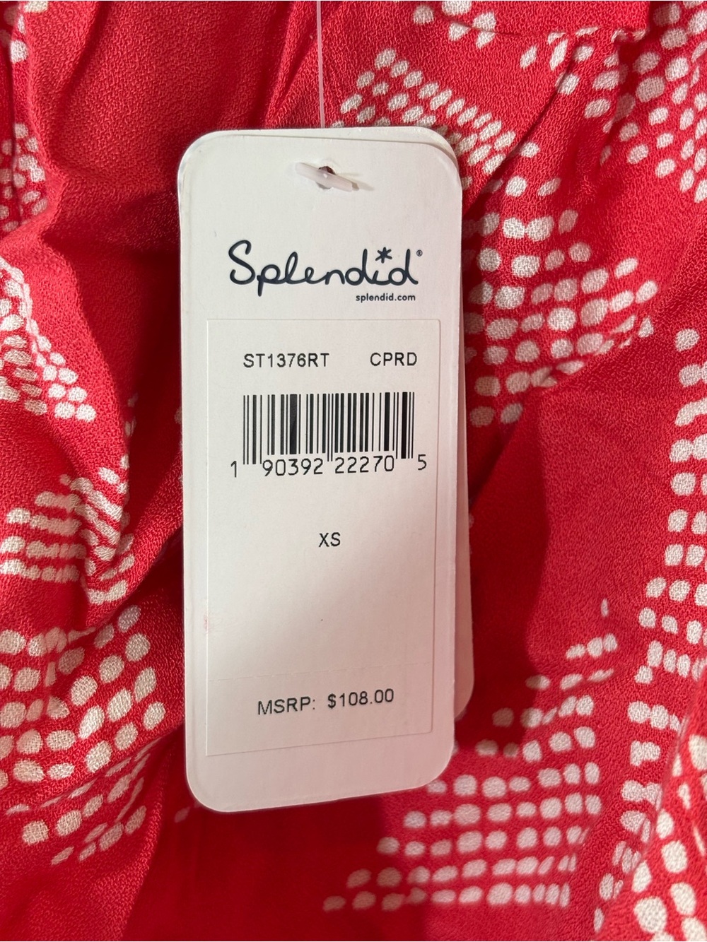 NWT Splendid Red Coral White Geometric One Shoulder Ruffle Top XS Extra Small - Picture 11 of 13